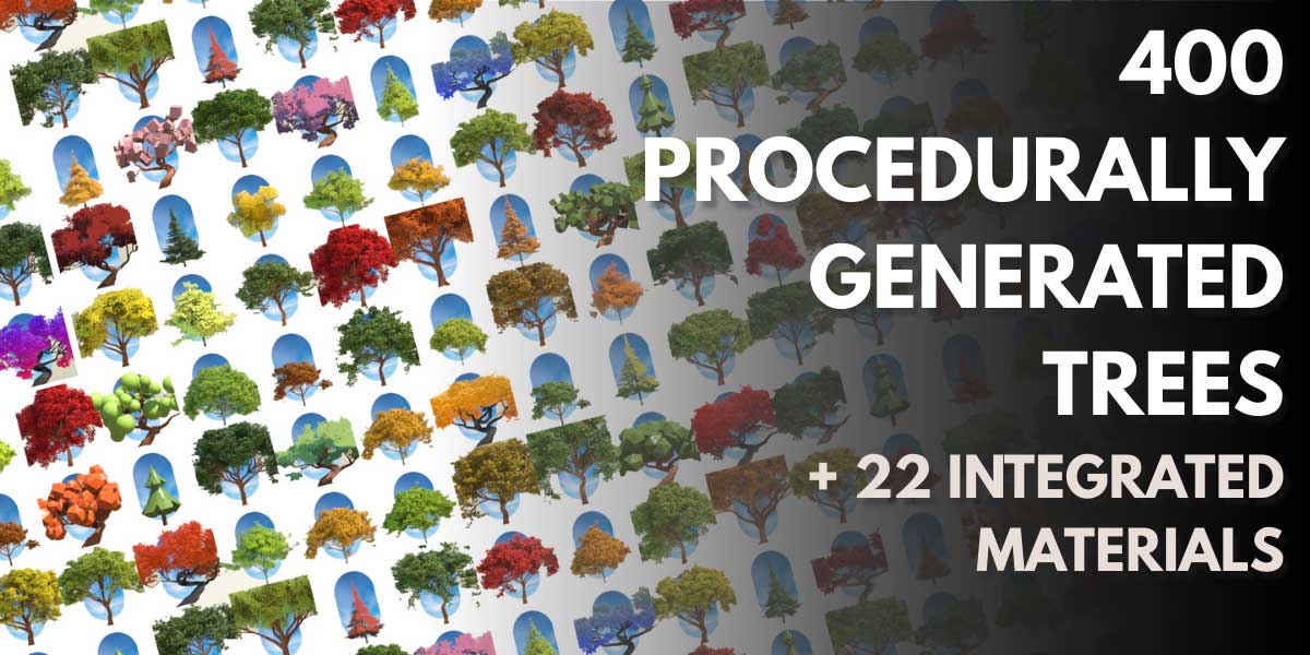 Blender400种程序化树木模型生成器资产预设 Treedesigner + 400 Procedural Trees