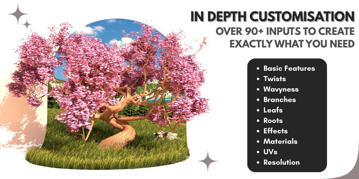 Blender400种程序化树木模型生成器资产预设 Treedesigner + 400 Procedural Trees