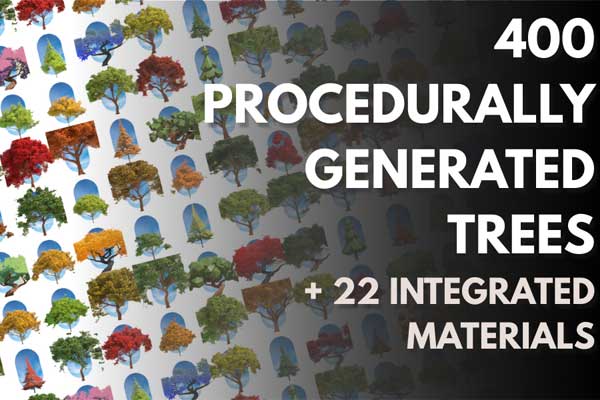 Blender400种程序化树木模型生成器资产预设 Treedesigner + 400 Procedural Trees