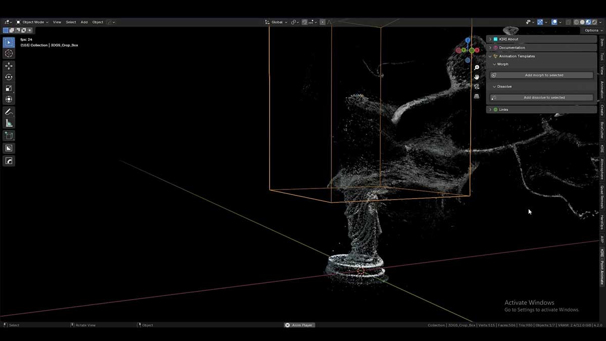 三维模型粒子消散效果Blender插件 Point Animate by Kiri Engine v1.0.2