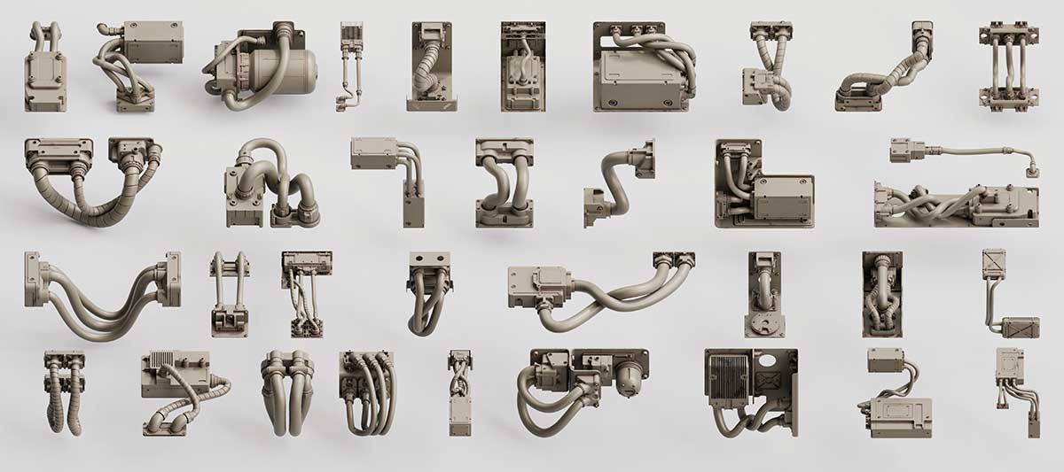 700+工业机械细节零件3D模型(Blender,FBX通用格式)