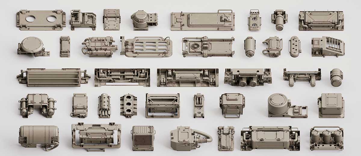 700+工业机械细节零件3D模型(Blender,FBX通用格式)