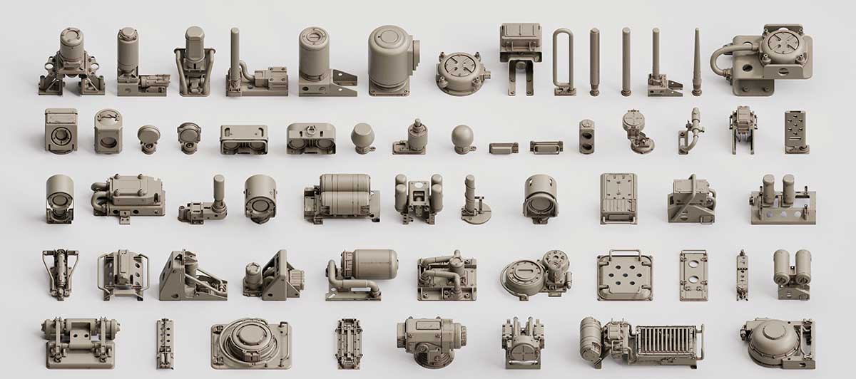 700+工业机械细节零件3D模型(Blender,FBX通用格式)