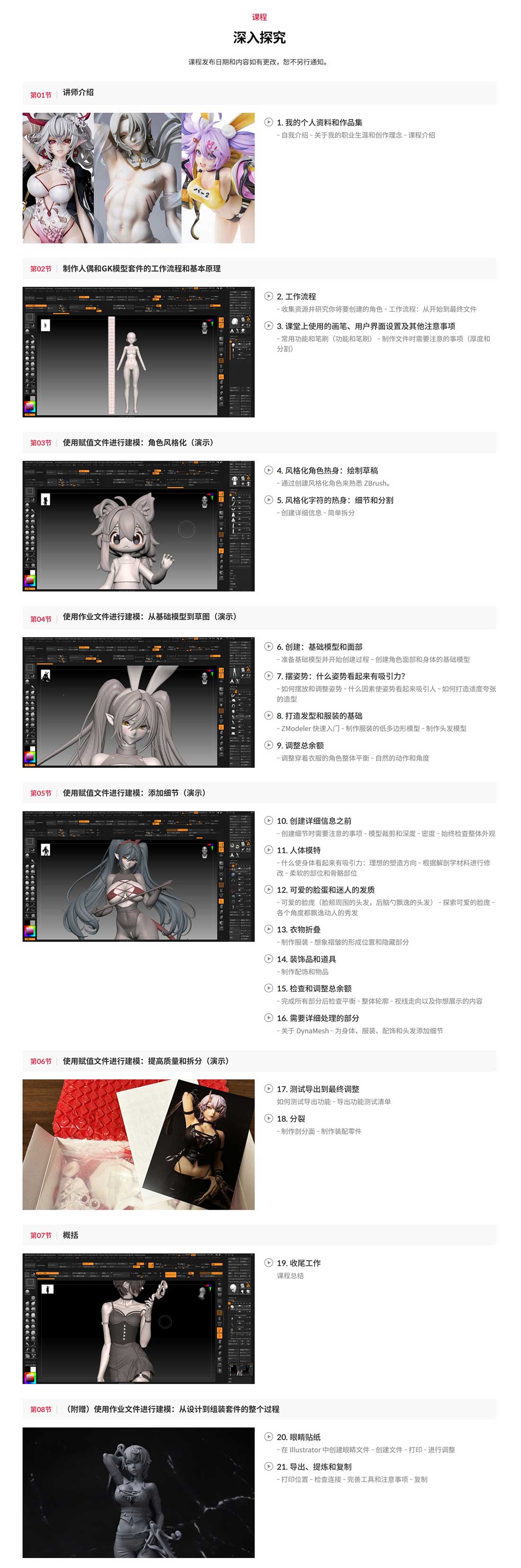 ZBrush人物角色手办雕刻建模全流程教程(中文字幕) Modeling Techniques to Bring Out a Character’s Charm in 3D