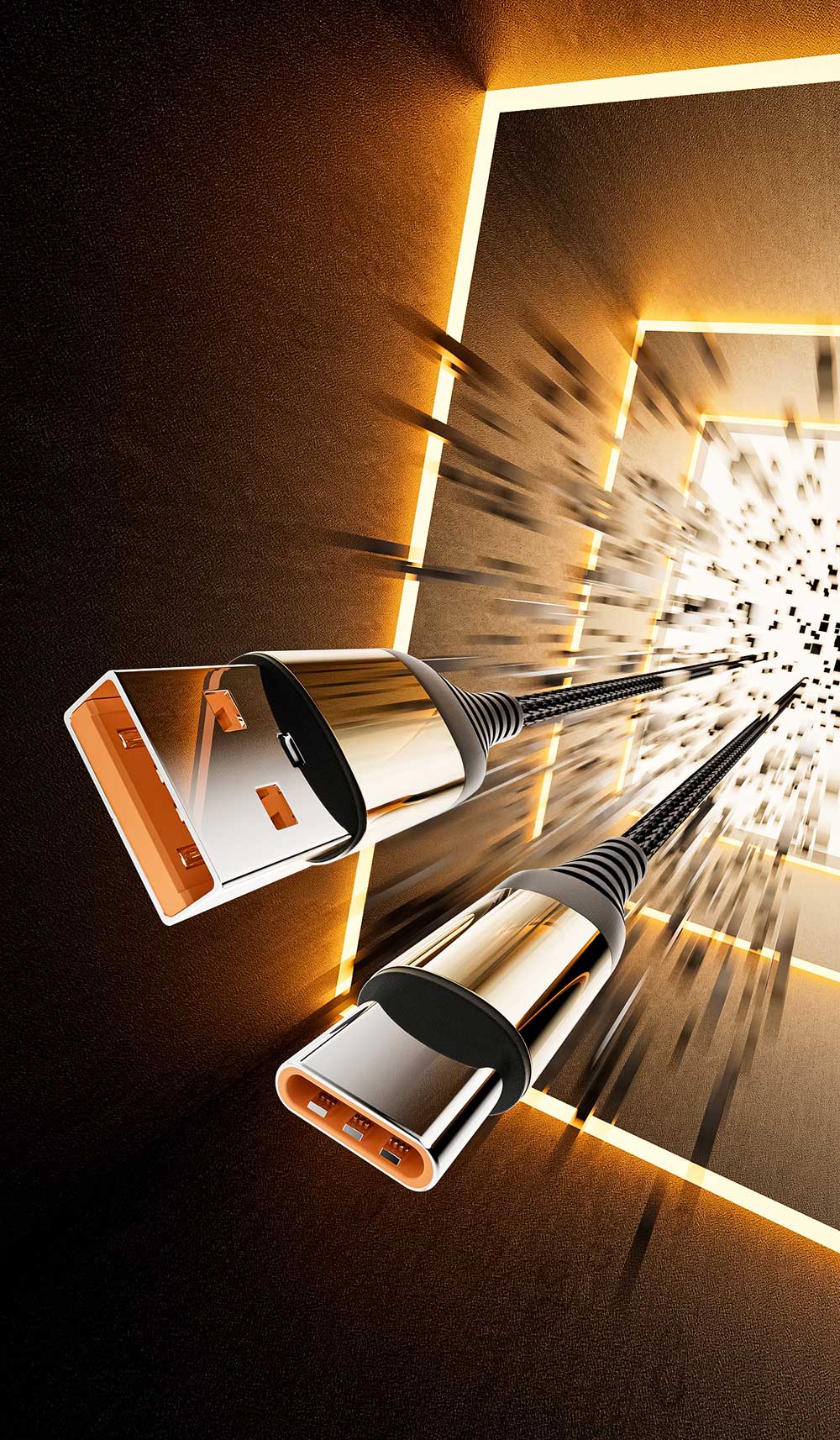 C4D编制数据线光效场景OC渲染工程tpcy-c数据线接口3D模型