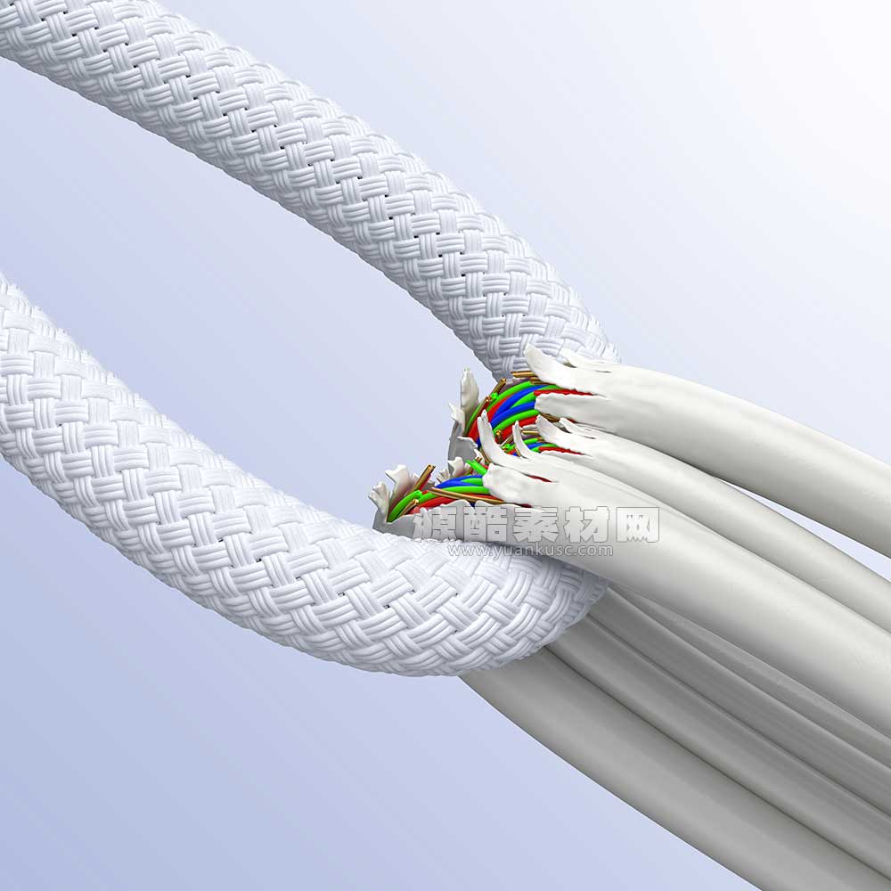 C4D破损数据线OC渲染工程破皮数据线C4D模型