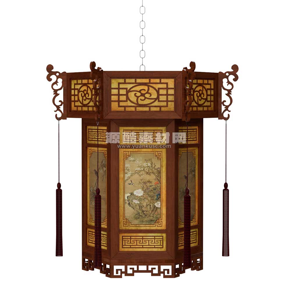 中国风灯笼模型古风灯笼3D模型(C4D,FBX)