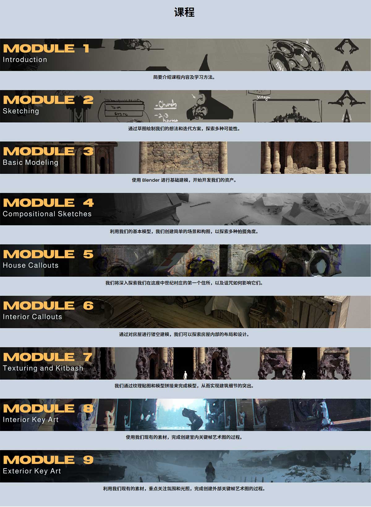 Blender+PS中世纪被诅咒村落环境设计概念场景绘画建模创建教程(中英文字幕) Environment Concept Art Cursed Village