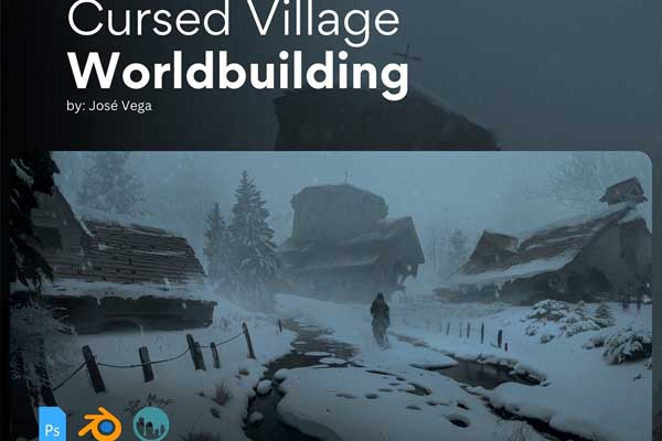 Blender+PS中世纪被诅咒村落环境设计概念场景绘画建模创建教程(中英文字幕) Environment Concept Art Cursed Village