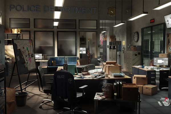 现代警察局模型警局室内环境3D模型资产(C4D,Blend,FBX) KitBash3D – Police Dept