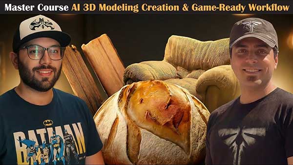 AI 3D模型雕刻重拓扑贴图渲染教程(中英文字幕) Master Course AI 3D Modeling Creation & Game-Ready Workflow