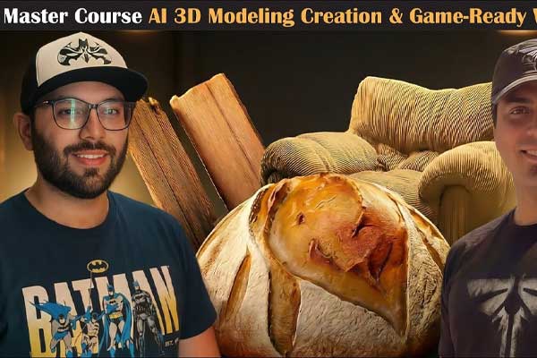 AI 3D模型雕刻重拓扑贴图渲染教程(中英文字幕) Master Course AI 3D Modeling Creation & Game-Ready Workflow