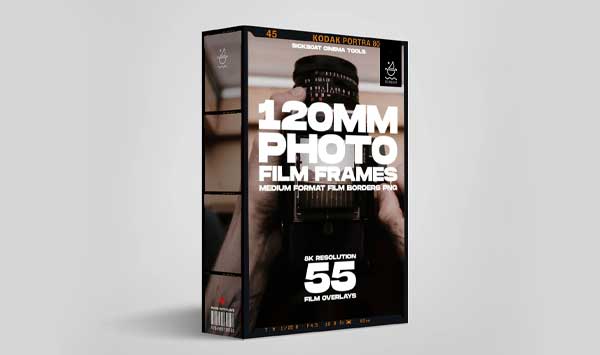 55个复古照片胶片框PNG图片素材 120mm Photo Film Frames PNG | Medium Format Film Borders PNG (8K)