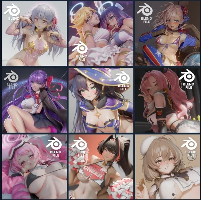 23个高品质Blender动漫卡通角色3D模型资产(Blender) Ucupumar 3D Models Collection