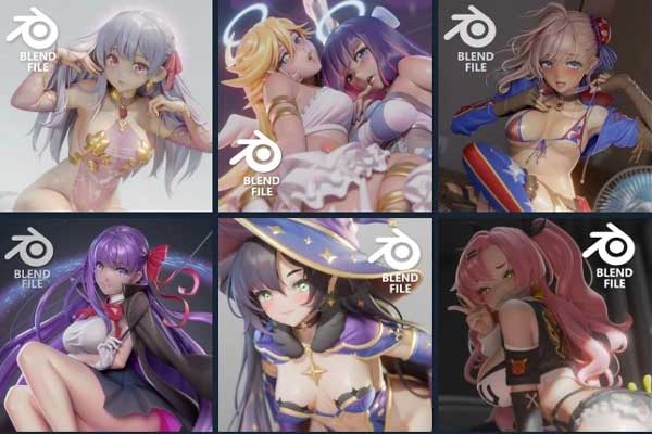 23个高品质Blender动漫卡通角色3D模型资产(Blender) Ucupumar 3D Models Collection