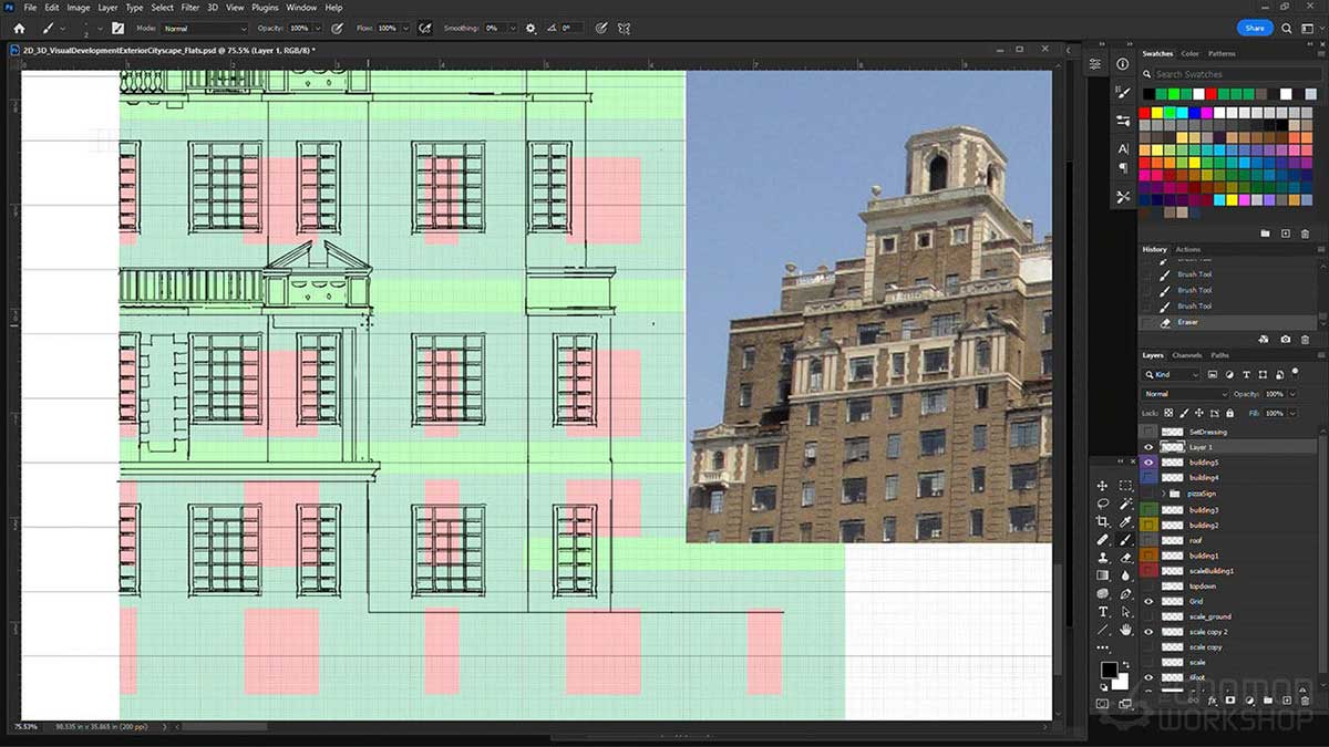 May+Arnold创建城市街道环境建模合成渲染全流程教程 The Gnomon Workshop – Cityscape Set Design Volume 1 & 2