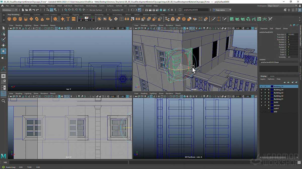 May+Arnold创建城市街道环境建模合成渲染全流程教程 The Gnomon Workshop – Cityscape Set Design Volume 1 & 2