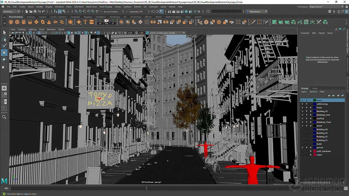 May+Arnold创建城市街道环境建模合成渲染全流程教程 The Gnomon Workshop – Cityscape Set Design Volume 1 & 2