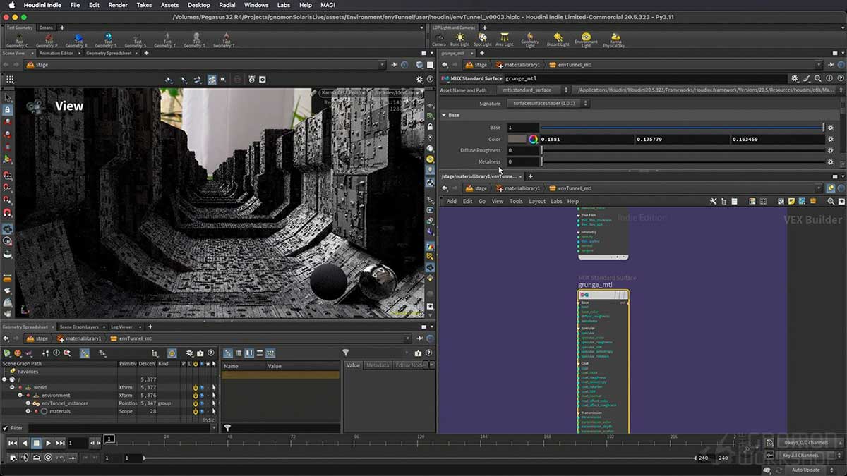 Houdini电影级科幻飞船场景灯光渲染合成VFX序列全流程课程(中文配音+字幕) Creating a Sci-Fi Sequence using Houdini Solaris
