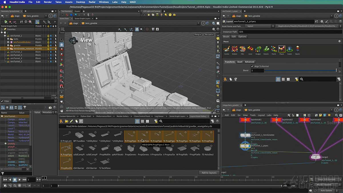 Houdini电影级科幻飞船场景灯光渲染合成VFX序列全流程课程(中文配音+字幕) Creating a Sci-Fi Sequence using Houdini Solaris
