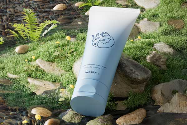 C4D洗面奶草地石头场景OC渲染工程洗面奶3D模型