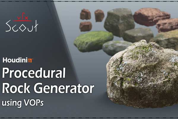 Houdini程序化岩石建模贴图渲染教程(Ai精翻中文字幕) Procedural Rocks in Houdini using VOPs