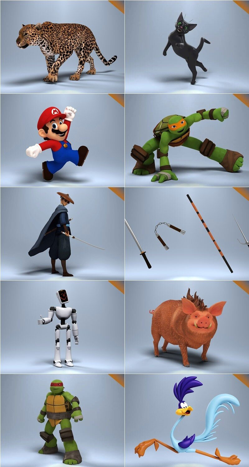 Blender39个卡通动画游戏角色人物绑定3D模型 Agora Assets Library Blender