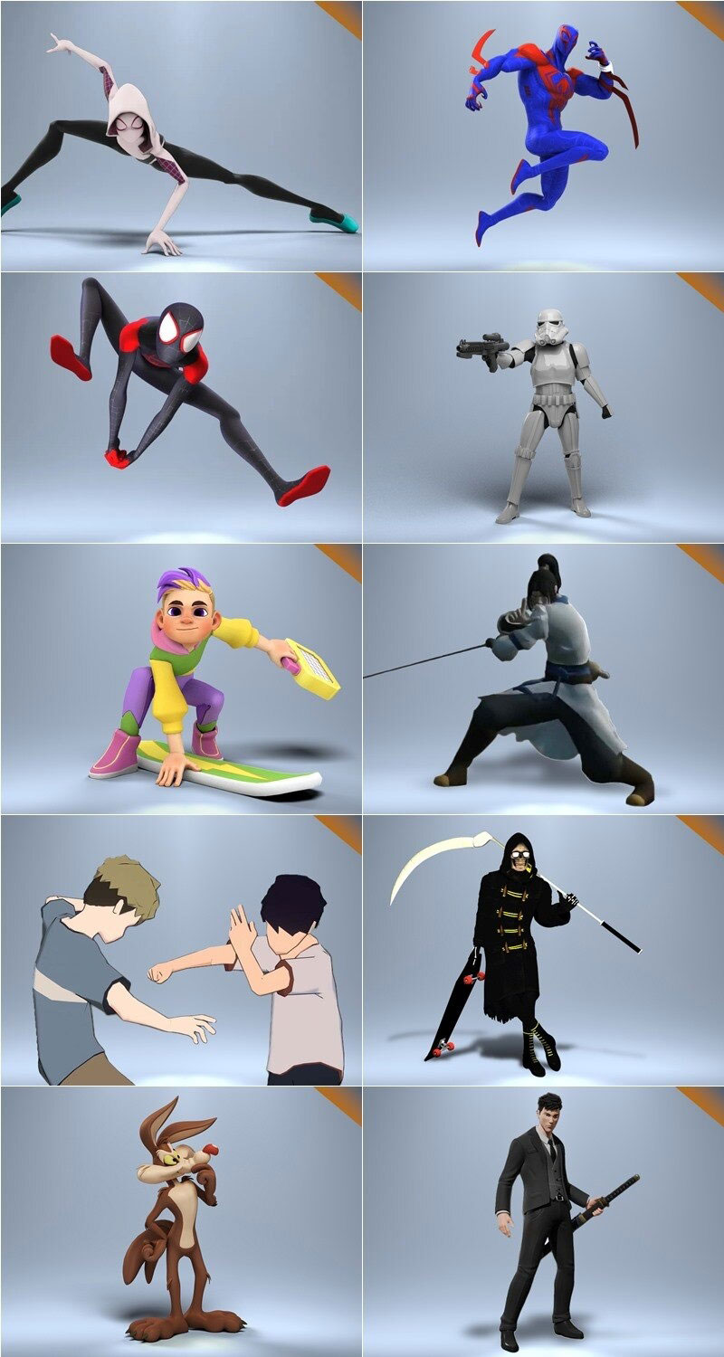 Blender39个卡通动画游戏角色人物绑定3D模型 Agora Assets Library Blender