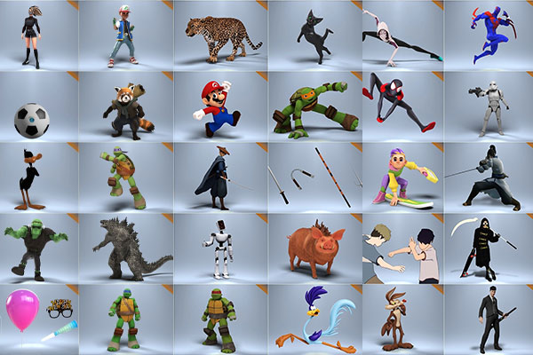 Blender39个卡通动画游戏角色人物绑定3D模型 Agora Assets Library Blender