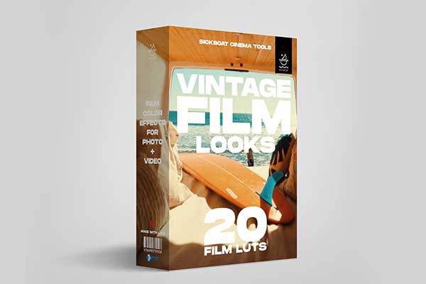 20种复古暖色冷色黑白电影调色LUTS预设 Sickboat – Vintage Film Looks | Film LUTS | Film Color Effects