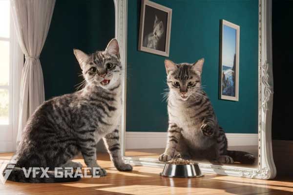 Blender高精度灰色虎斑猫动画绑定模型动物3D模型 Grey Tabby Cat Blender 3D Model