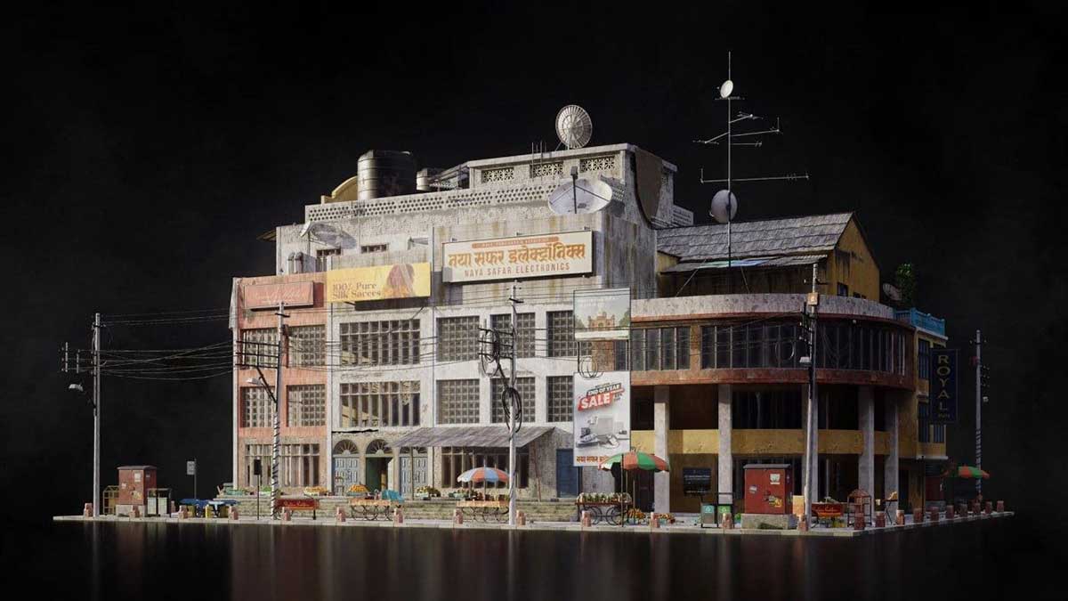 印度新德里城市楼房街道环境建筑3D模型资产(Blender,3DS MAX,FBX格式) Kitbash3D – New Delhi