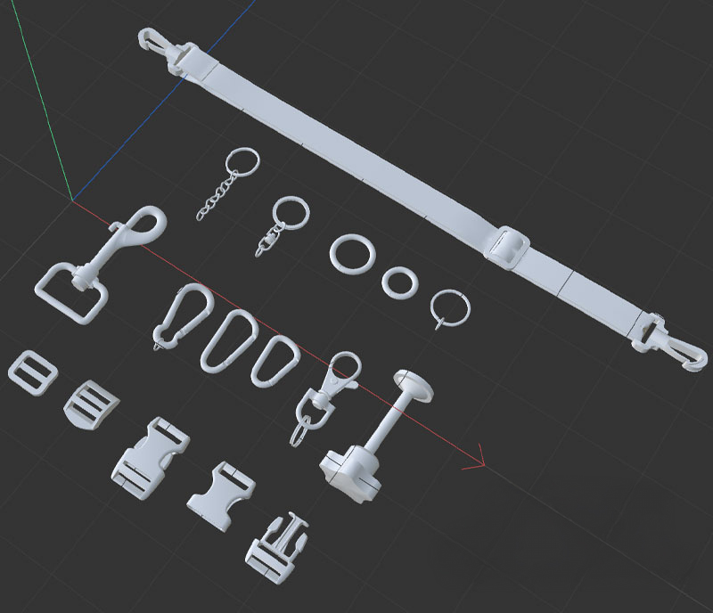 锁扣模型钥匙扣安全扣3D模型下载(C4D,Blender,FBX,OBJ)