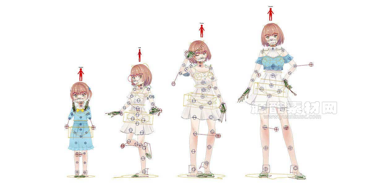 低多边形日系女性角色基础3D模型(Blender,FBX,OBJ) Anime Female Base Mesh Age Kit v1.1