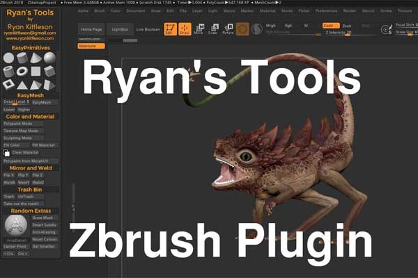 ZBrush建模雕刻流程效率插件合集 Ryan’s Tools: Zbrush Plugin 2.2