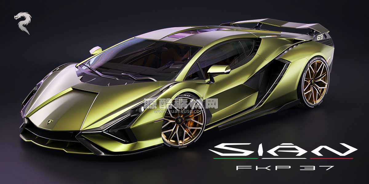 兰博基尼Sian模型带内饰超级跑车模型3D模型下载(C4D,Blender,Max,FBX)