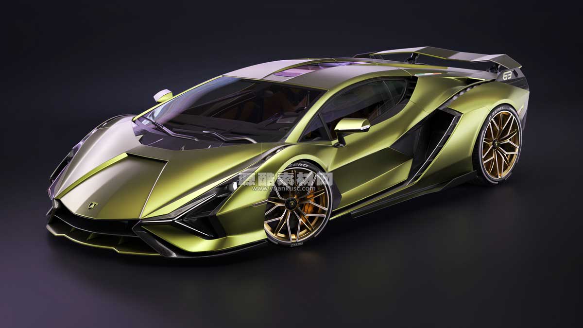 兰博基尼Sian模型带内饰超级跑车模型3D模型下载(C4D,Blender,Max,FBX)