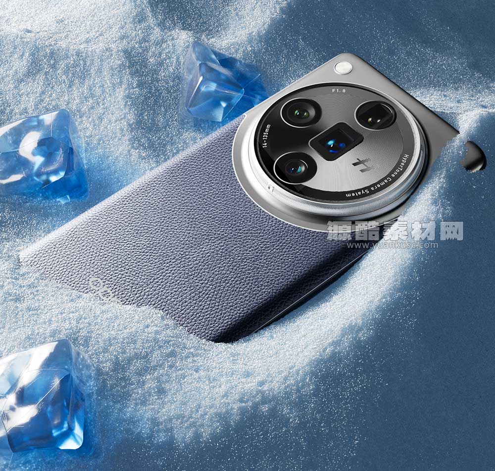 C4D手机冰块雪地产品场景OC渲染工程OPPO手机3D模型