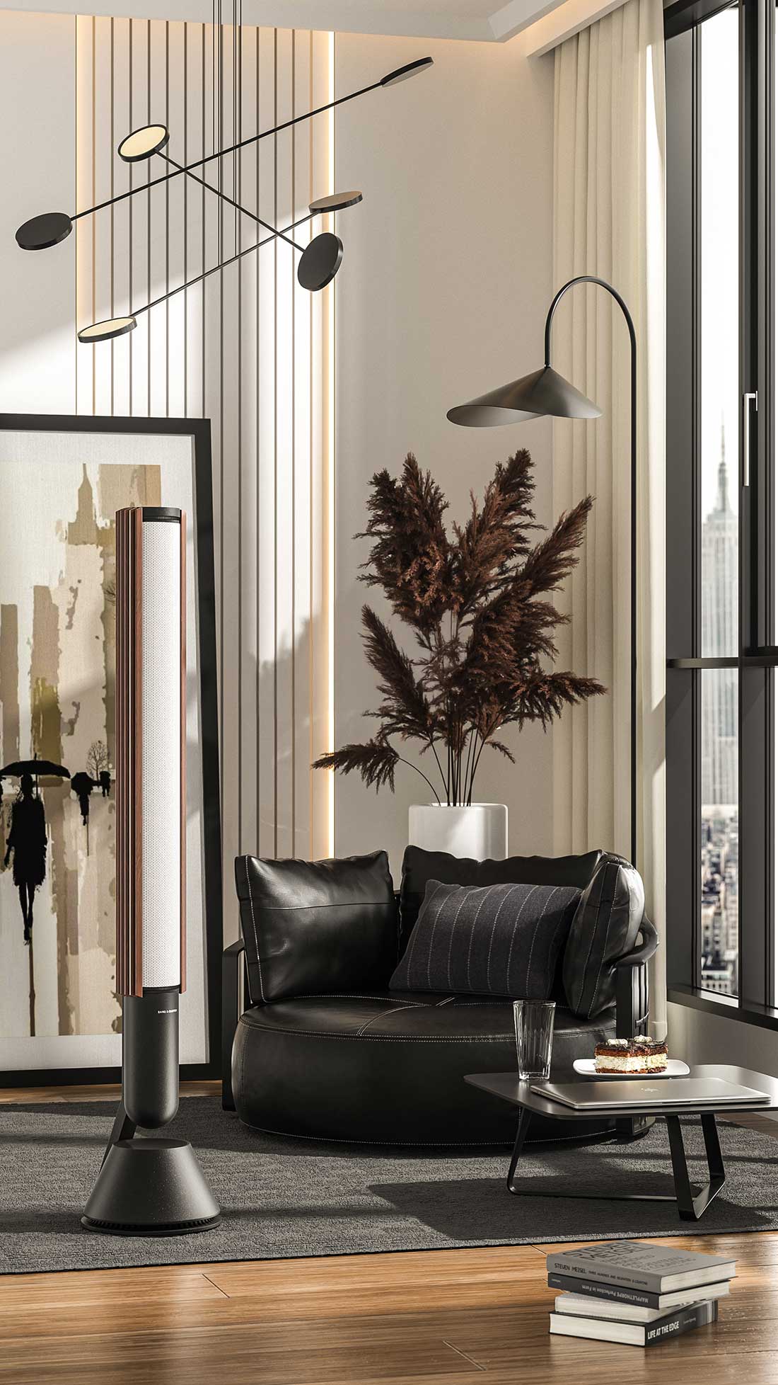 C4D落地音响室内场景OC渲染工程音响模型C4D模型下载