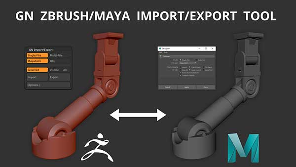 ZBrush/Maya之间模型快导入导出桥接插件 GN Import/Export Tool V2.73