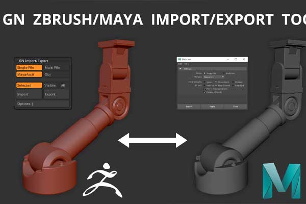 ZBrush/Maya之间模型快导入导出桥接插件 GN Import/Export Tool V2.73