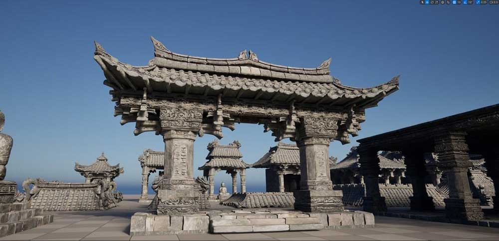 Blender200+模块化中国古代建筑构建与雕像3D模型资产合集 Ancient Chinese Architecture Asset Pack