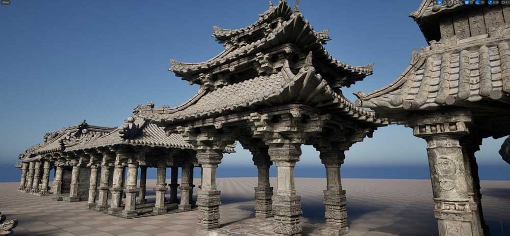 Blender200+模块化中国古代建筑构建与雕像3D模型资产合集 Ancient Chinese Architecture Asset Pack