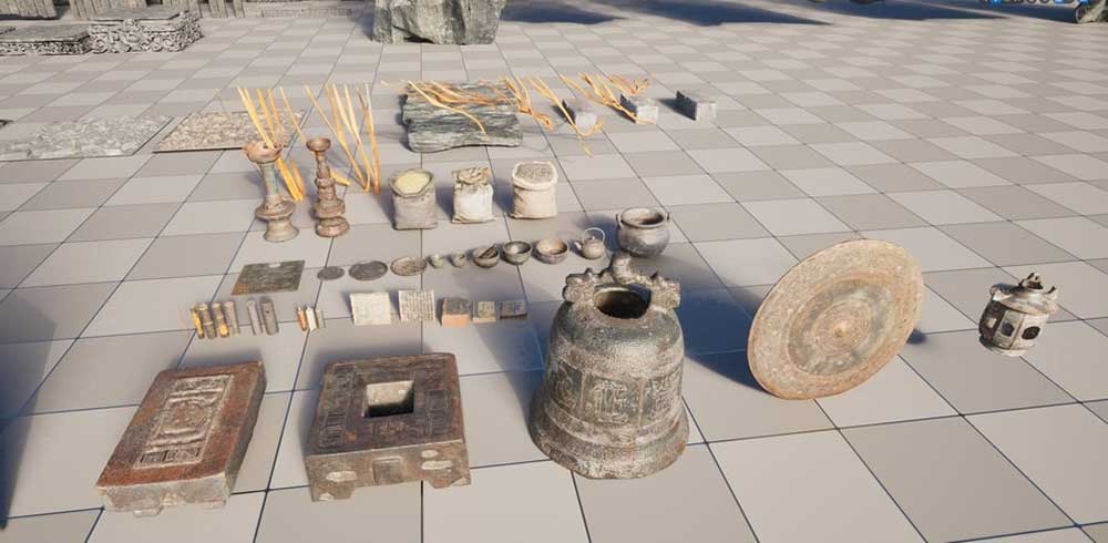 Blender200+模块化中国古代建筑构建与雕像3D模型资产合集 Ancient Chinese Architecture Asset Pack