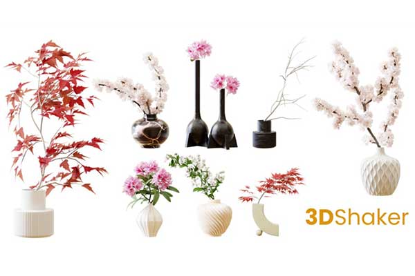 Blender室内装饰植物花瓶花卉花瓶3D模型下载 Flowers In Vases – 12 Decorative Interior Plants In Vases