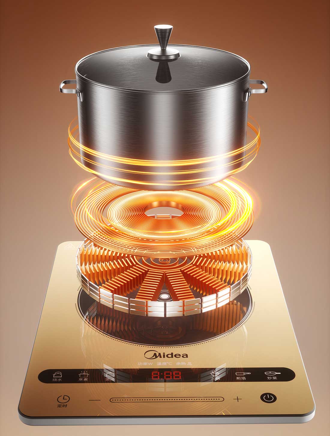 C4D电磁炉拆解渲染工程电磁炉C4D模型下载