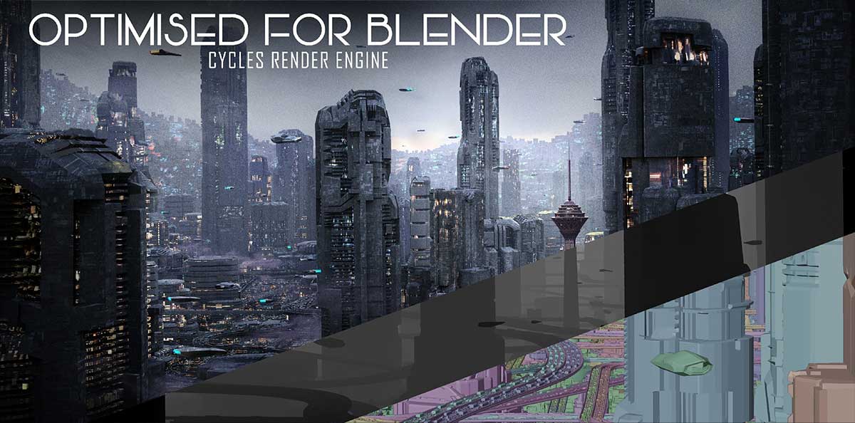 Blender德黑兰2072未来城市科幻建筑3D模型资产 Tehran 2072 Blend File