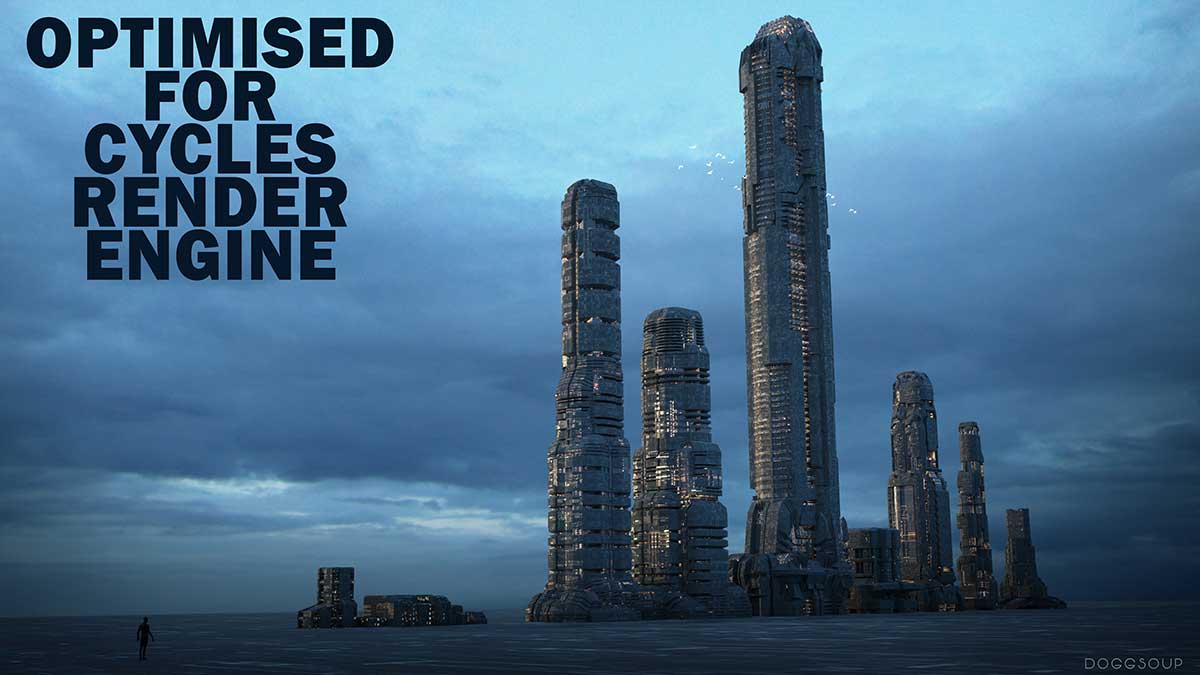 Blender德黑兰2072未来城市科幻建筑3D模型资产 Tehran 2072 Blend File