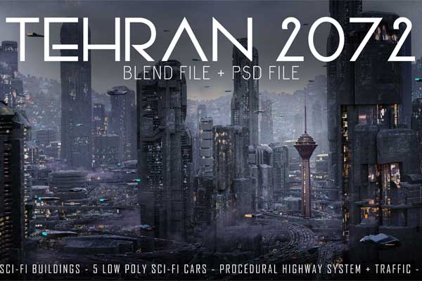 Blender德黑兰2072未来城市科幻建筑3D模型资产 Tehran 2072 Blend File