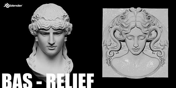 浮雕雕刻生成Blender插件 Bas-Relief Sculpt Add-On V1.0.6